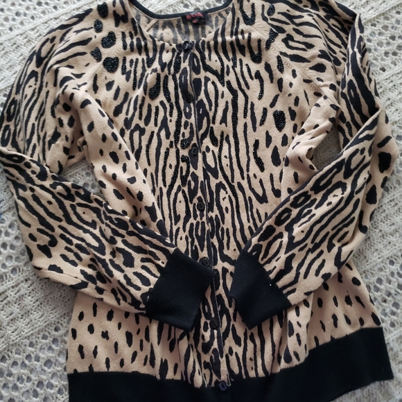 Escada Sweaters - Escada Leopard Print Cashmere Cardigan